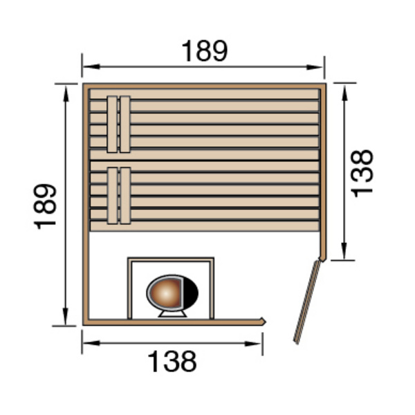 Massivholzsauna 38mm VALIDA Eck 2 GTF