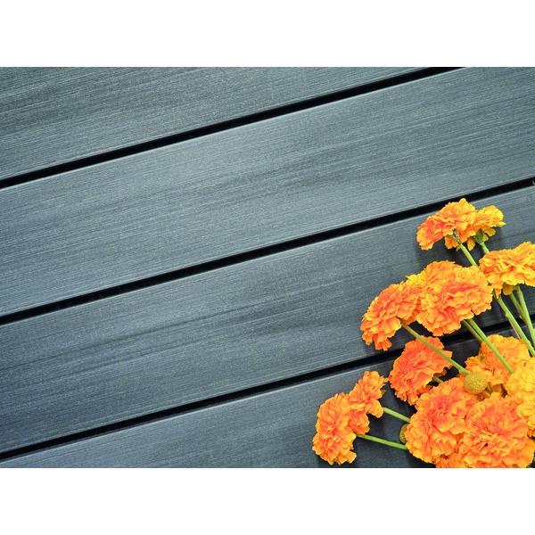 Terrassendiele WPC massiv anthrazit einseitig glatt, Clipmontage Nut, TERRACON® - 23 x 138 mm