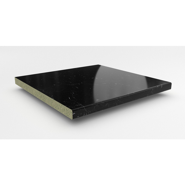 Küchenarbeitsplatte AF 40/133 Hydro beids. gerundet BN112 SI marmor marquina kaviar grau