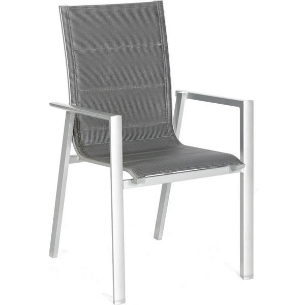 Stapelsessel "Concept" Alu silber Polstertextilgewebe schwarz-silber