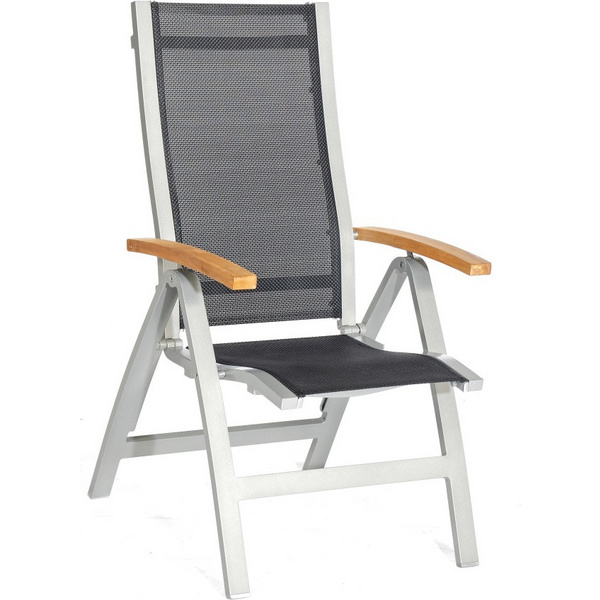 Klappsessel Florida Textilgewebe schwarz Alu silber 1 Sitzer