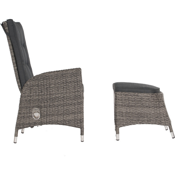 Hocker "Para" Alu/Kunststoffgeflecht vintage-grau, inklusive Kissen schwarz