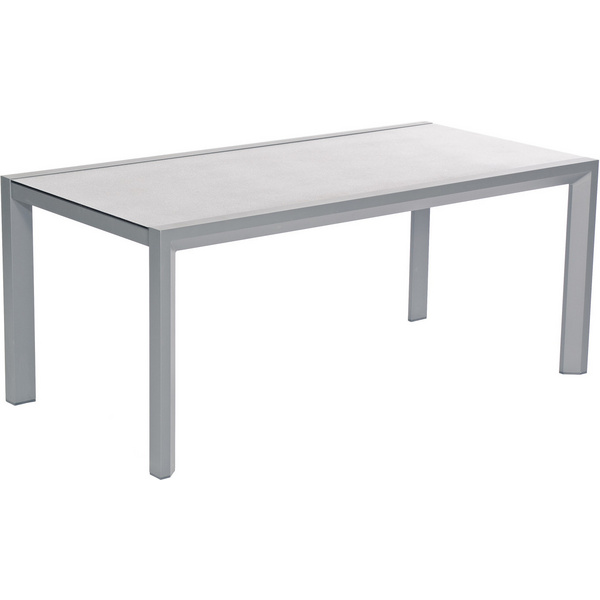 Tisch "Rondo" 180x90cm Alu anthrazit, Spraystone-Struktur-Glasplatte