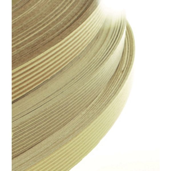 Furnierkanten in Rollen Industriefurnier 6792 Multiplex Birke 0,5 mm Schmelzkleber, schleifen, 50m, 24mm