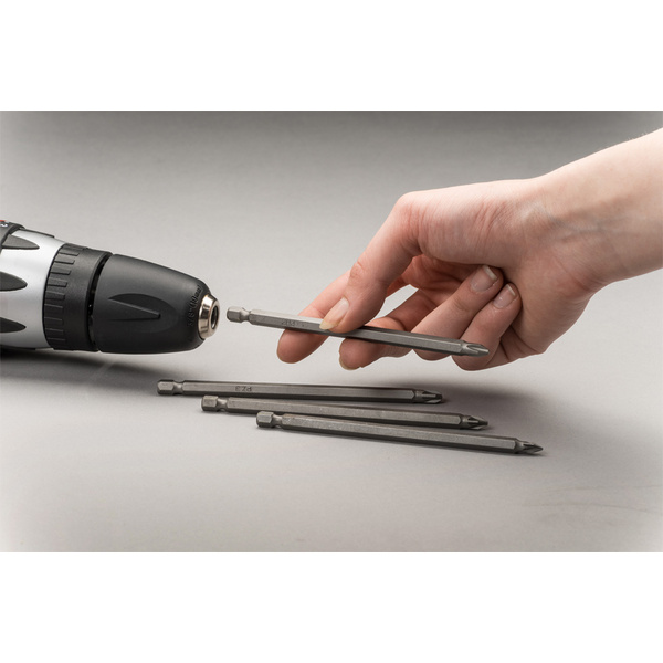 INDUSTRIAL STEEL Bit-Set, 1/4", extra lang, im Halter, 4-teilig,150mm
