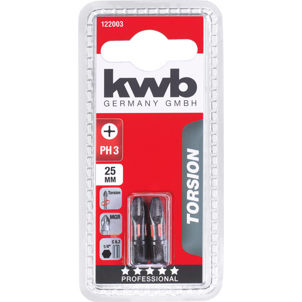 2 TORSION Bits, 25mm, PH 3 (122003)
