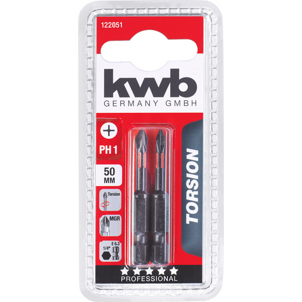 2 TORSION Bits, 50mm, PH 1 (122051)