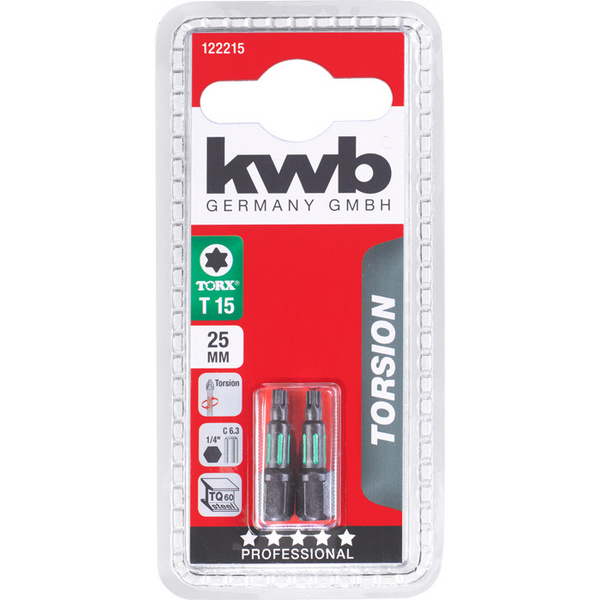 2 TORSION Bits, 25mm, T 15 (122215)
