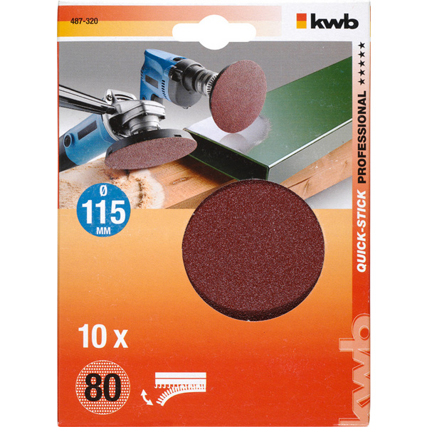 QUICK-STICK Schleifscheiben, HOLZ & METALL, Edelkorund, Ø 115mm, 80