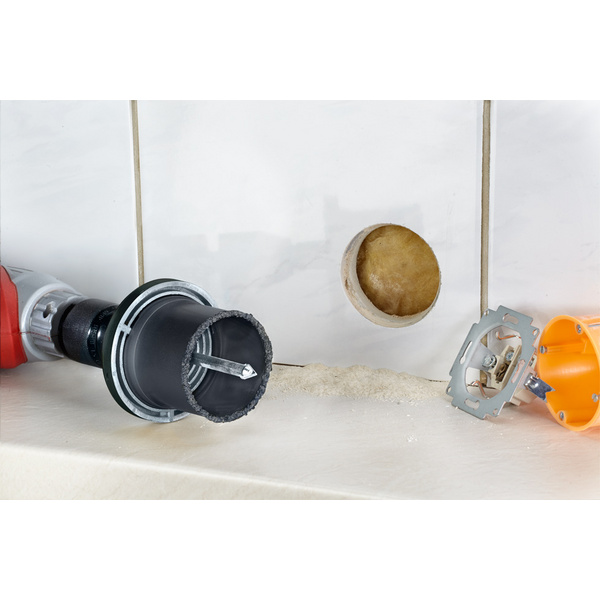 Lochsäge hartmetallbestreut, mit Trägerteller und Zentrierbohrer, ø 68mm