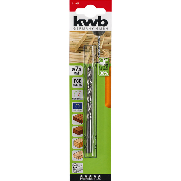 FCE Hartholzbohrer mit TwinLand®-Nutendesign, ø 7mm