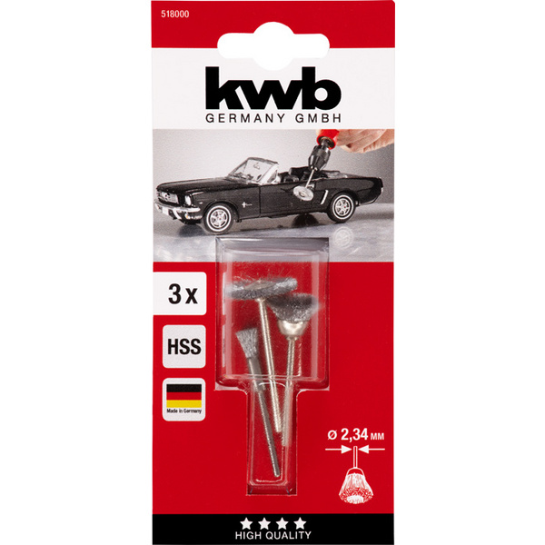 Drahtbürstensatz, 3-teilig, HSS Stahldraht, gewellt