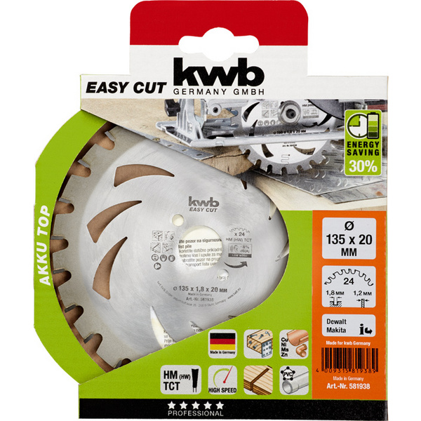 EASY CUT Dünnschnitt-Kreissägeblatt, hartmetallbestückt ø 135x20mm