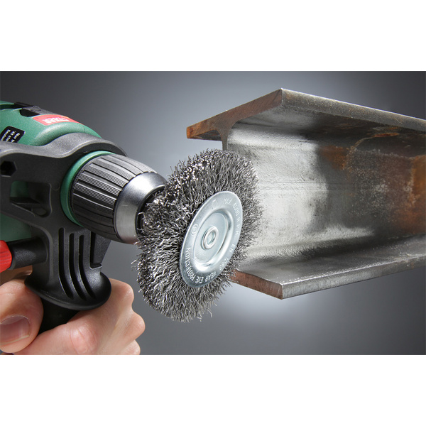 Scheibenbürste grob, doppeldick, HSS Stahldraht, gewellt, ø 100mm LS