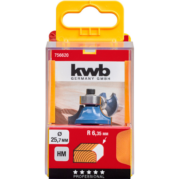 Abrundfräser HM, mit Anlaufkugellager, ø 25.7mm