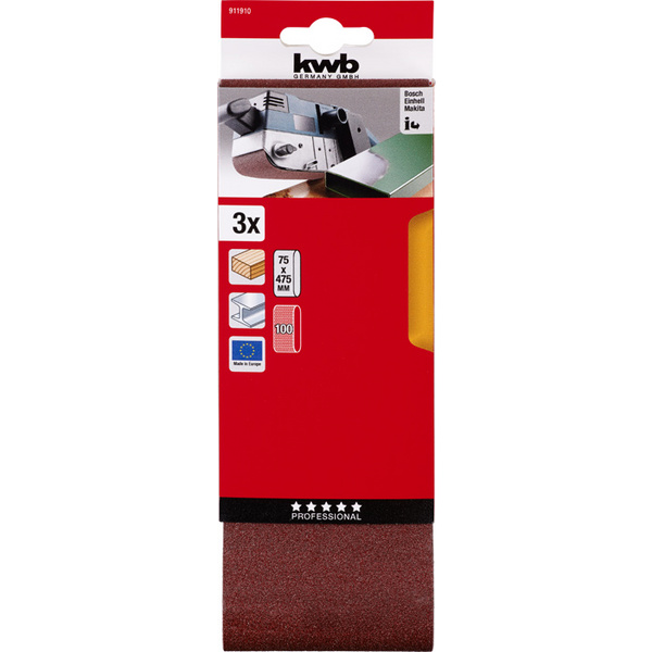Schleifbänder, HOLZ & METALL, Edelkorund, 75x457mm, 100