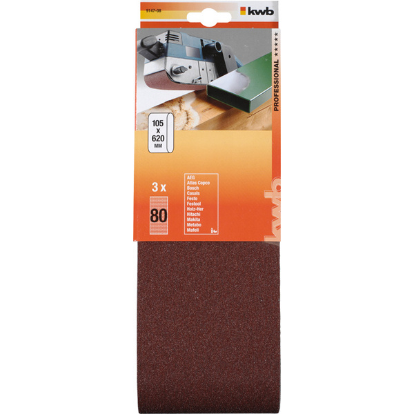 Schleifbänder, HOLZ & METALL, Edelkorund, 105x620mm, 80