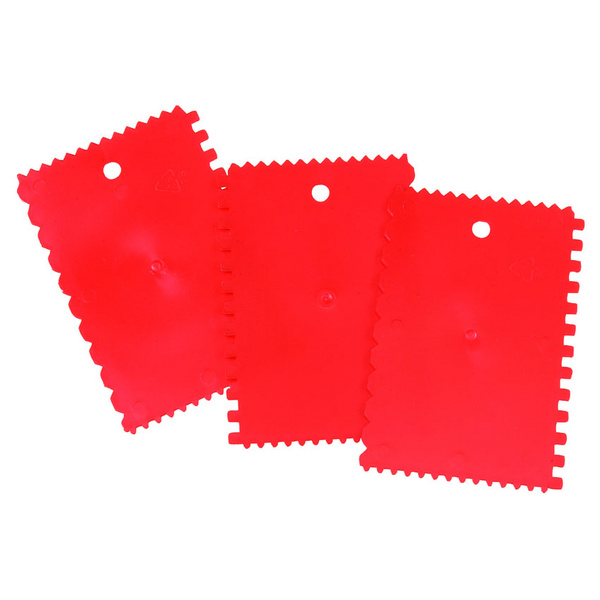 Leimauftragsspachtel KOMFORT 13 x 9 cm 4 Zahnungen 3 Stück SB-verpackt Kunststoff