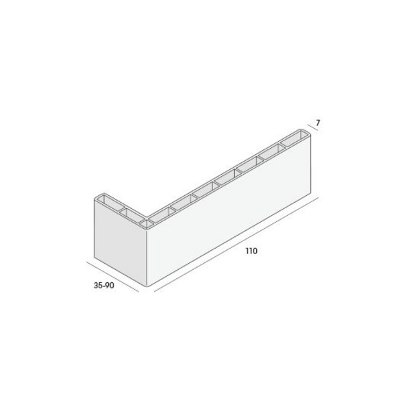 Winkelprofil 110x35x7mm Hohlkammer Creme 600cm