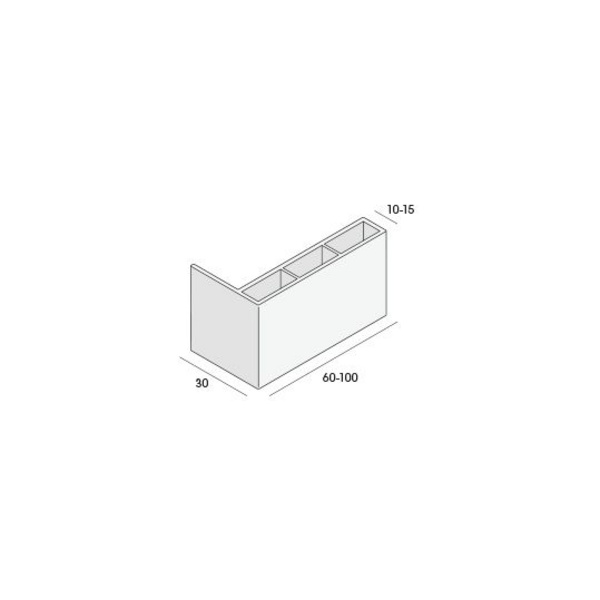 Winkelprofil 100x30x15mm Hohlkammer Creme 600cm