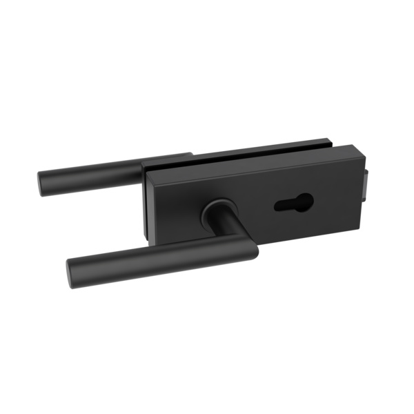 Glastürbeschlag-Set, Schlosskasten Blackline eckig inkl. Griffpaar Angolo und 3tlg.-Bändern Studio/Office