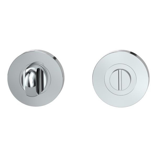 Schlüsselrosettenpaar Zink rund m. Zierring WC Schraubt.Chrom-Nickelma.