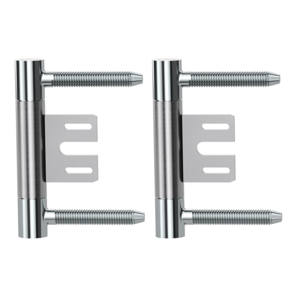 Bandpaar AXUM 9300 inkl. Rahmenteile gefälzte Türen 3-teilig Stahlzarge Edelst. poliert-ma.