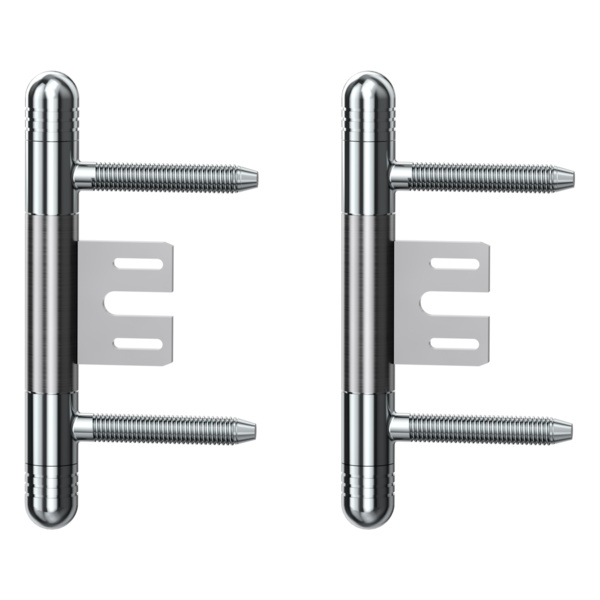 Bandpaar AXUM 9303 inkl. Rahmenteile gefälzte Türen 3-teilig Stahlzarge Chrom-Optik