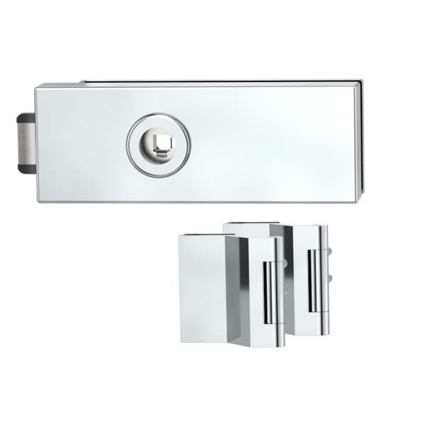 Glastürbeschlagset PURISTO S unverschließbar Flüster 3-tlg. Bänder Chrom-Optik