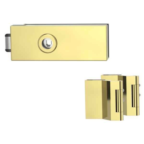 Glastürbeschlagset PURISTO S unverschließbar Flüster 3-tlg. Bänder Messing-Optik