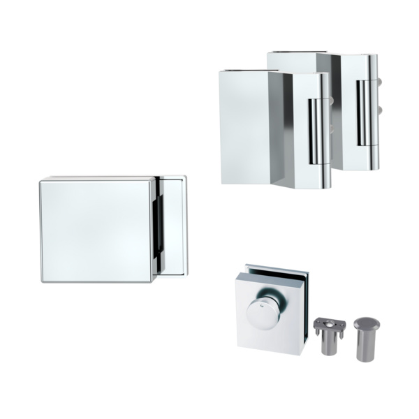 Gegenk. Set PURISTO S inkl. Türschn., Feststeller, 3tlg. Bänder Chrom-Optik