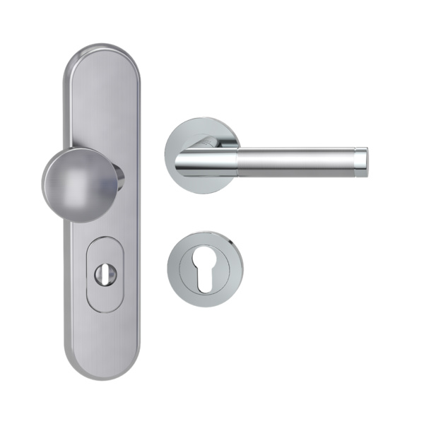 Kombi-Schutz-Garnitur TITANO_882 ES1 EM 72mm Zylinderabdeckung Tür 38-50mm R LOREDANA PROF Edelst. poliert-ma.