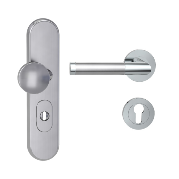 Kombi-Schutz-Garnitur TITANO_882 ES1 EM 72mm Zylinderabdeckung Tür 38-50mm L LOREDANA PROF Edelst. poliert-ma.