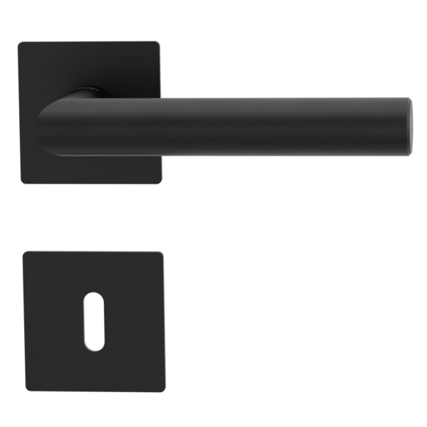 Türgriffgarnitur LUCIA PIATTA S QUATTRO Flachrosette eckig Buntbart Graphitschwarz