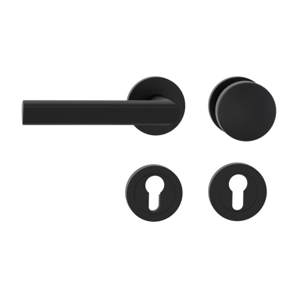 Wechselgarnitur LUCIA PROF Schraubt.FS Rosetten rund Knopf R2 38-50mm Graphitschwarz L