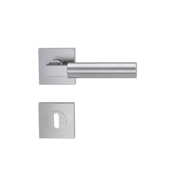 Türgriffgarnitur METRICO PROF Schraubt.GK4 Rosetten eckig Buntbart Edelst. ma.