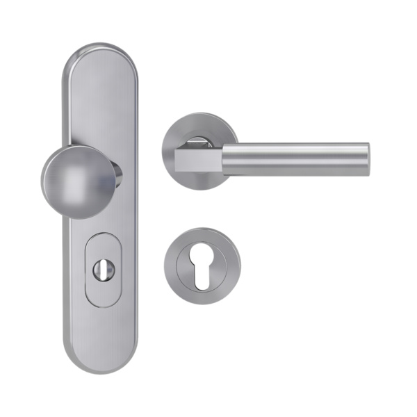 Kombi-Schutz-Garnitur TITANO_882 ES1 EM 72mm Zylinderabdeckung Tür 38-50mm R METRICO PROF rund Edelst. ma.