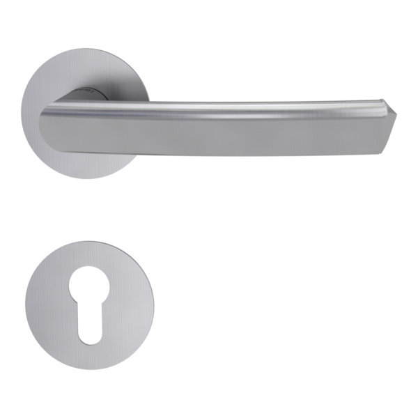 Türgriffgarnitur CRYSTAL PIATTA S Flachrosette rund Profilzylinder Edelst. ma.