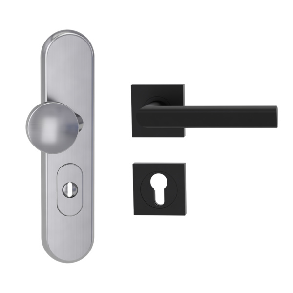 Kombi-Schutz-Garnitur TITANO_882 EM 72mm Zylinderabdeckung Tür 38-50mm R TRI 134 eckig Graphitschwarz