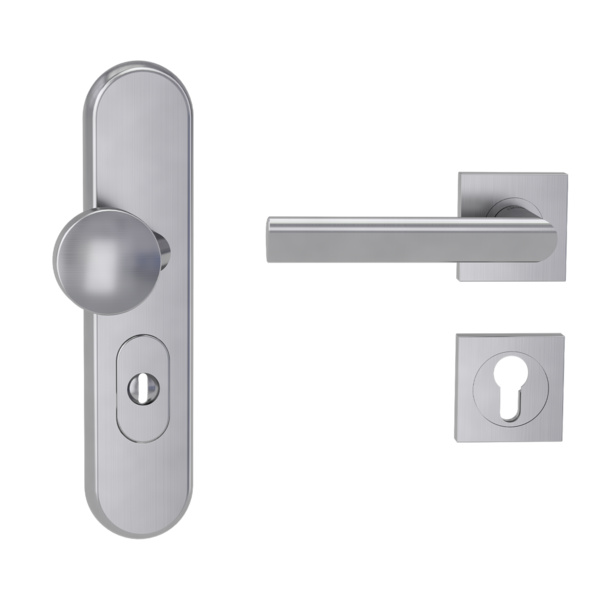 Kombi-Schutz-Garnitur TITANO_882 72mm Zylinderabdeckung Tür 38-50mm L TRI 134 eckig Edelst. ma.