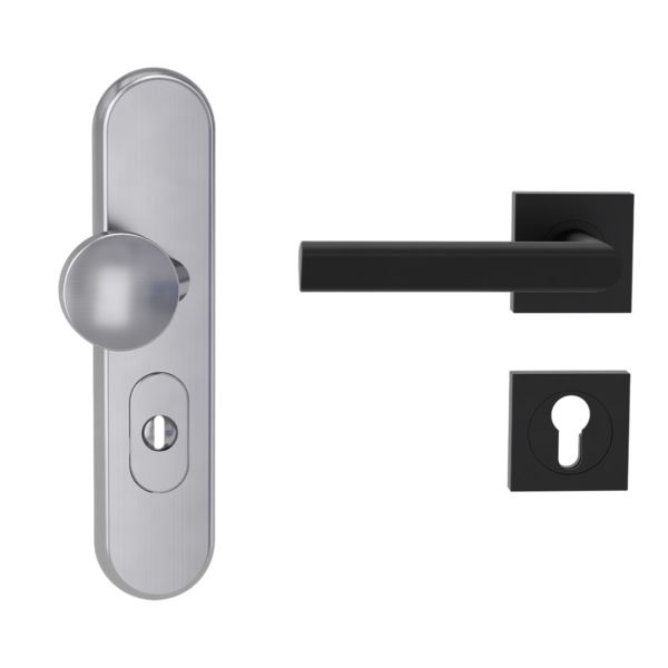 Kombi-Schutz-Garnitur TITANO_882 EM 72mm Zylinderabdeckung Tür 38-50mm L TRI 134 eckig Graphitschwarz