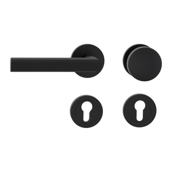 Wechselgarnitur TRI 134 Schraubt.GK3 Rosetten rund Knopf R2 Graphitschwarz L