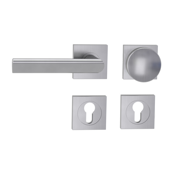 Wechselgarnitur TRI 134 Schraubt.GK3 Rosetten eckig Knopf R2 Edelst. ma. L