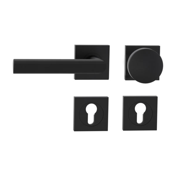 Wechselgarnitur TRI 134 Schraubt.GK3 Rosetten eckig Knopf R2 Graphitschwarz L