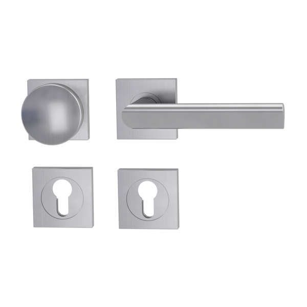 Wechselgarnitur TRI 134 Schraubt.GK3 Rosetten eckig Knopf R2 Edelst. ma. R