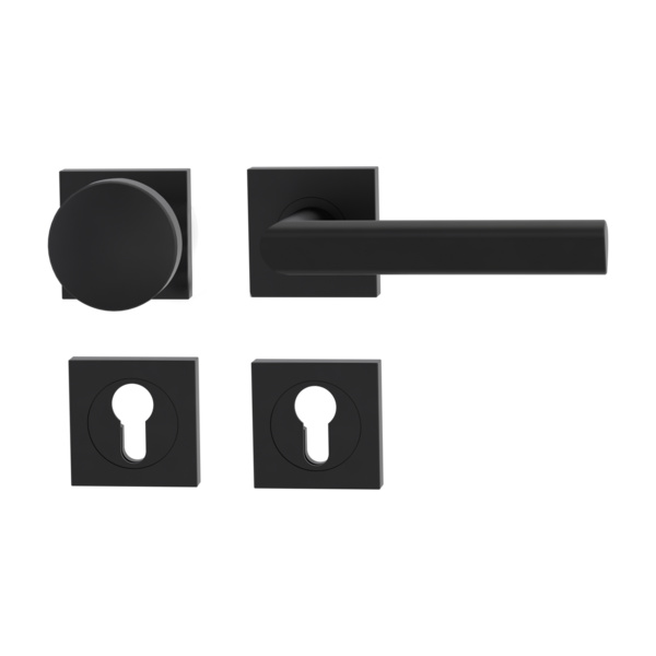 Wechselgarnitur TRI 134 Schraubt.GK3 Rosetten eckig Knopf R2 Graphitschwarz R