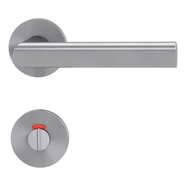 Türgriffgarnitur VAYA 137 TRI Fast2Fix GK3 Rosetten rund WC rot/weiß Edelst. ma.