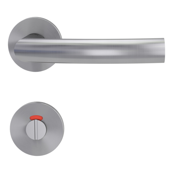 Türgriffgarnitur VAYA 178 LORITA Fast2Fix GK3 Rosetten rund WC rot/weiß Edelst. ma.