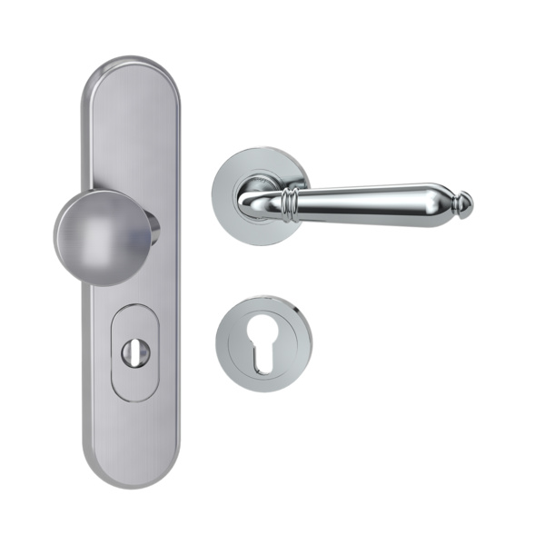 Kombi-Schutz-Garnitur TITANO_882 ES1 EM 72mm Zylinderabdeckung Tür 38-50mm R CAROLA Chrom