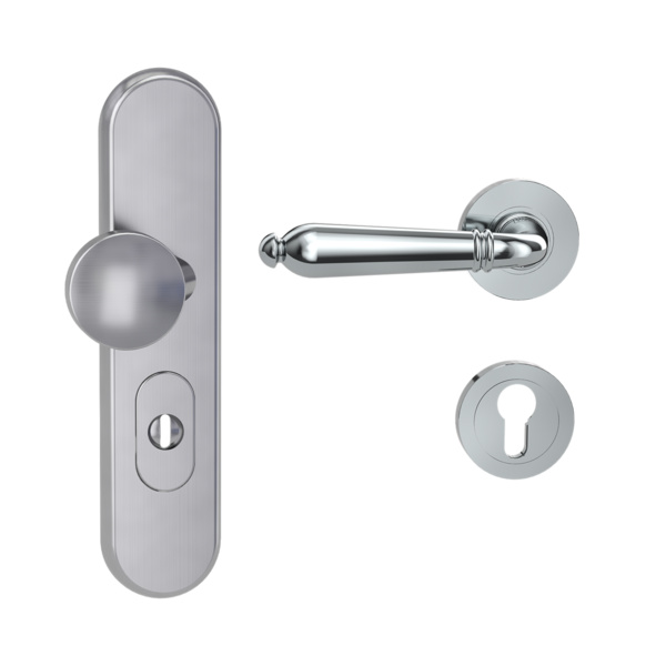 Kombi-Schutz-Garnitur TITANO_882 ES1 EM 72mm Zylinderabdeckung Tür 38-50mm L CAROLA Chrom